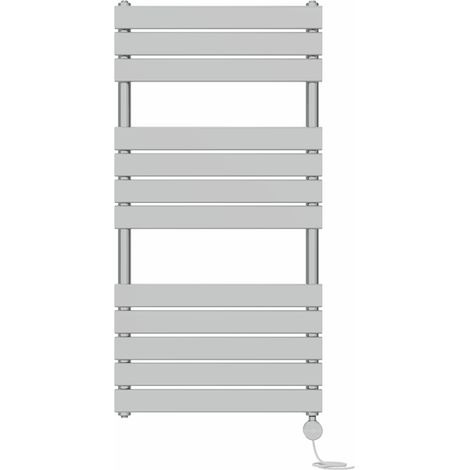 Prefilled Thermostatic Electric Flat Panel Heated Towel Rail Ladder Warmer Radiator Chrome 1200x600mm