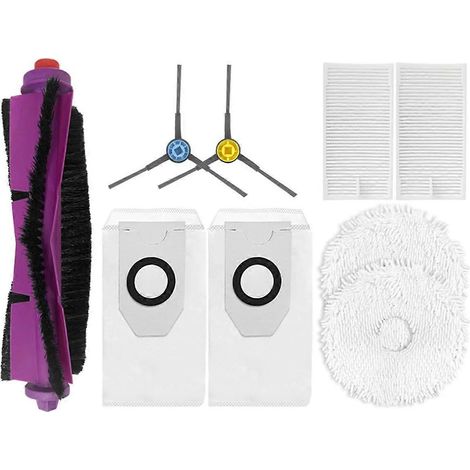 Pièces détachées pour aspirateur robot V12 : brosse principale, lingette de nettoyage, filtre HEPA, sacs à poussière. (1/5)