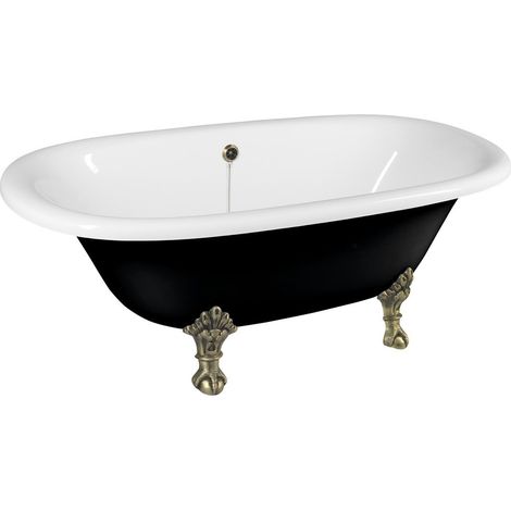 Baignoire îlot REGATA 175x85x61cm, pieds bronze, noir/blanc (1/4)