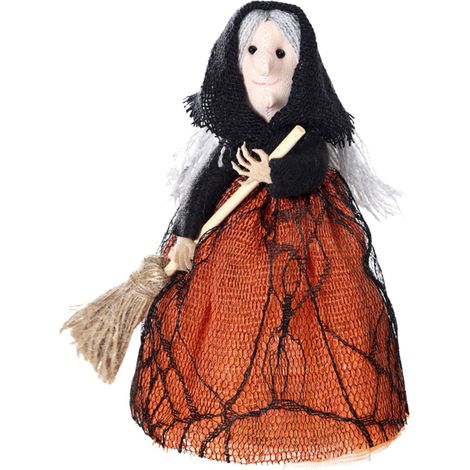 Witch Tree Topper - Plush Halloween Ornament - For Small Trees And Tabletop Decor - 6.4 Cm Height - Non-Woven Fabric - 1 Piece (1/5)