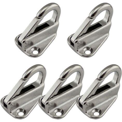 Lot de 5 mousquetons en inox sur platine – Charge maximale 150kg – Diamètre oeillet 10mm – Pour chantiers humides et espaces confinés (1/5)