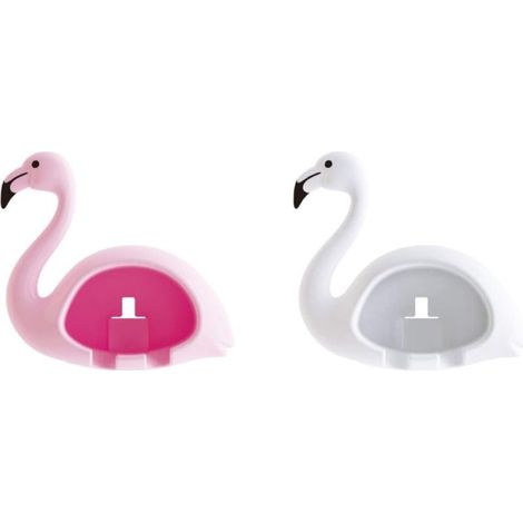 Porte-brosses à dents muraux de forme unique, en plastique ABS de haute qualité, lot de 2 (blanc et rose).
