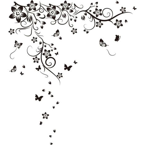 Adesivo Decorativo per Interni Vite e Farfalle 130x150cm Nero WALPLUS (1/5)
