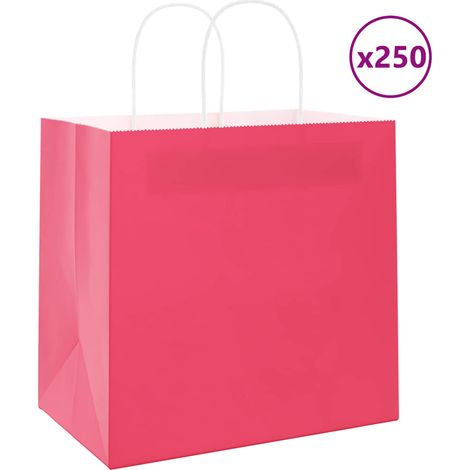 Papiertragetaschen 250 Stk. mit Henkeln Rosa 54x15x49 cm