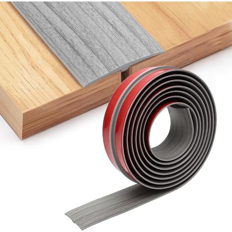 Self-Adhesive Threshold Bar 300 cm x 5 cm, Transition Profile for Floors, PVC Decorative Grey Wood Compatible with Parquet, Tiles, Laminate, Easy Installation without Drilling (1/5)