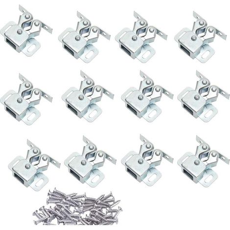 Lot De 12 Loqueteau D'armoire À Double Rouleaux Fermetures Loquets Pour Portes Laiton Poli Fermoire Pour Portes Ferme-Portes Pour Portes Placards Tiroirs Armoire - Zingué (1/5)