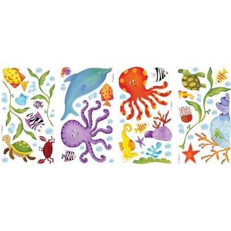 Stickers - Pieuvres et poissons multicolores (1/5)