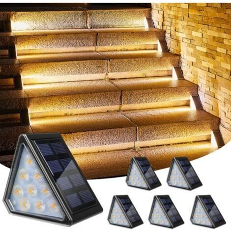 6er-Pack Solar-Treppenleuchten für den Außenbereich, 3000K warmweiße Solar-Treppenleuchten, IP67 wasserdichte Solar-Treppenleuchten für Gartentreppen, Terrasse und Patio – 6er-Set (1/5)