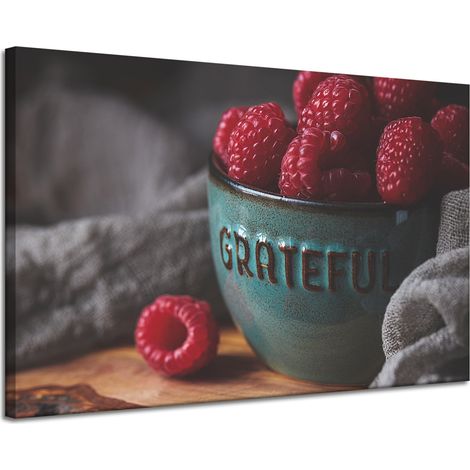 Leinwanddruck „Küchenschüssel mit Himbeeren“, 120 x 80 cm
