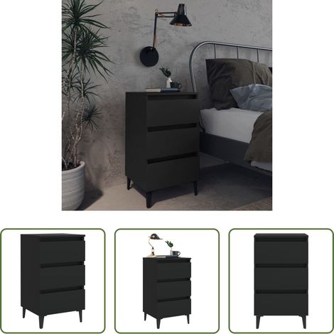 Metallbeine -  Nachttisch mit Metallbeinen Schwarz 40x35x69 cm (1/5)