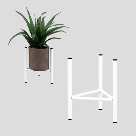 Soporte para macetas de metal, color blanco, estilo loft Dijon, tamaño S. Maceta máxima: 20,5 cm. (1/5)