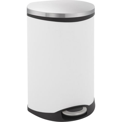 EKO - Poubelle à pédale tri sélectif Shell Bin 22+22 litres - Steel Plastic  - blanc, inox mat