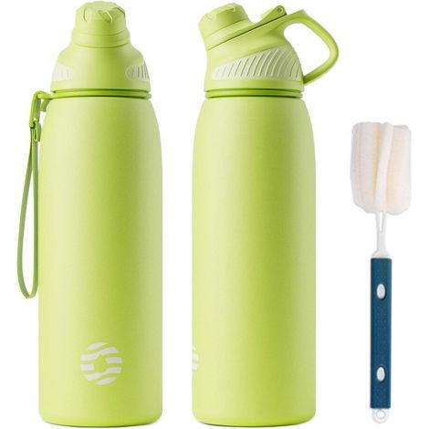 Trinkflasche Edelstahl Magnetdeckel BPAfrei 1500ml Olivgrün 1000 ml (1/5)