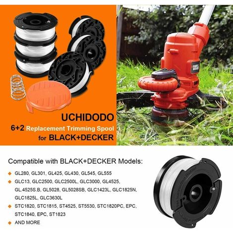 VURAHOME - 6 Bobine de fil de coupe avec 1 couvercle de bobine et 1 ressort, bobine de fil de coupe pour débroussailleuses Black et Decker (1/4)