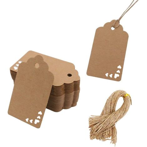 Étiquettes en papier kraft, 100 étiquettes cadeaux en forme de cœur pour loisirs créatifs (1/5)