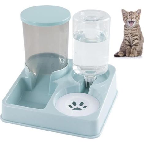 KLVGTIFS PUDistributeur Croquettes Et Eau,2 en 1 Mangeoirs Et Abreuvoirs,Gamelle Automatique pour Chats, Nourriture Et (1/4)