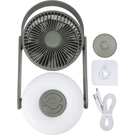Wiederaufladbarer LED-Tischventilator mit 10000 mAh Akku, Fernbedienung, Nachtlicht und Wandhalterung, 110° automatischer Oszillation, grün (1/5)