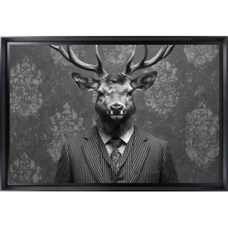 Tableau mural encadré cerf gentleman 40x60 cm - Tableau Mural Décoratif - Image Encadrée Imprimée en HD - Impression 40x60 cm sur Fibres de Bois FSC - Finition Mate - Fabriqué en France (1/5)