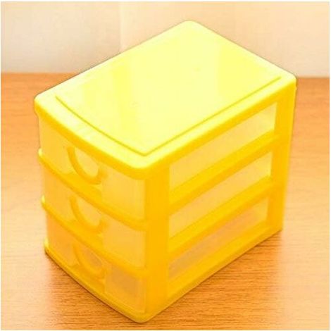 VURAHOME - Mini Tiroir Boîte Plastique Boîte Multicouche Tri Rangement Coffre À Jouets Avec Boîtes De Rangement De Bureau Transparents, Trois-Couche Jaune (1/4)