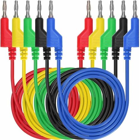 5 pezzi di puntali di prova flessibili in silicone da 4 mm con connettore a banana per multimetro, lunghezza 1 m, 1000 V/20 A -Crezuo