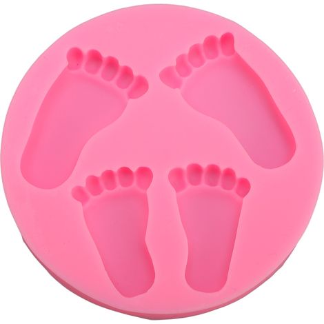 3D Baby Foot Moulding Silicone Non Stick Baby Foot Shaped Baking Tray for Fondant Chocolate Candy Desserts (1/5)