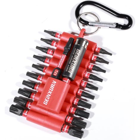 Lot de 22 Embouts de Vissage 25/50mm Torx T7-T40 S2 Acier Allié Magnétique Embout de Tournevis 1/4" Tige Hexagonale Jeu d'embouts pour Visseuse à Chocs avec Porte-embout et Bande de Stockage (1/5)