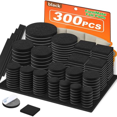 300 Patins Feutre Noirs Protection Sol Bois Carrelage Meubles (1/5)