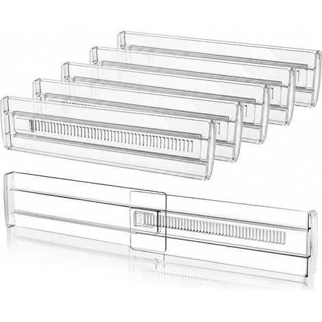 Séparateurs de Tiroir Extensibles, Lot de 6 Organisateurs de Tiroirs Réglables 28.5-50.5CM, Diviseur de Rangement Plastique pour Armoire, Chambre, Cuisine et Bureau (1/5)