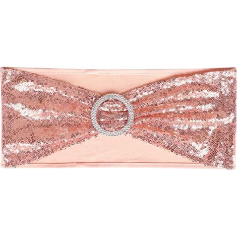 Nœud Décoratif Pour Dos De Chaise - Élastique Tissu 35x15 cm - Or Argent Rouge Rose Violet Bleu - 1 Pièce (1/5)