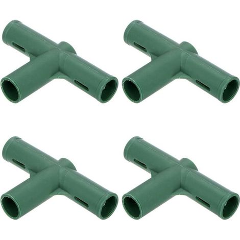 Connecteur Serre - Raccord Tuyau 19 mm - 3 Voies Plat - Pour Structures de Serre Treillage de Vigne Abri Pare-Soleil Tuteur Jardin - Lot de 4 (1/4)