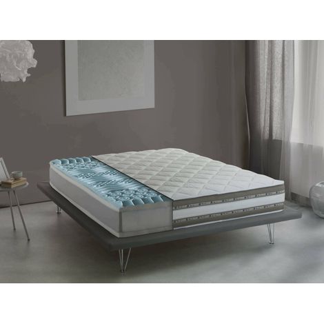 Materasso matrimoniale Naike, Materasso sfoderabile in Memory Foam e Gel Waterfoam, 100% Made in Italy, Anti acaro e Anallergico, Cm 140x190h27 (1/5)