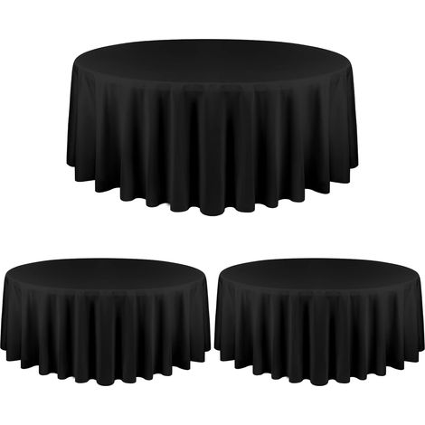 Set of 3 Black Round Tablecloth 90 Inch - Stain and Wrinkle Resistant Polyester Fabric Table Cloth Washable Table Clothes Cover for Wedding Reception Banquet Party Gift Table Buffet Restaurant (1/6)