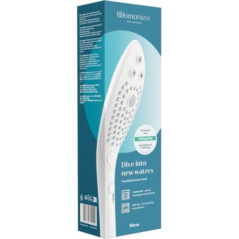 Handbrause Womanizer Wave weiß wassersparend Schieberegler für Intensität Brause