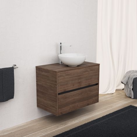 Inda - Meuble de salle de bain 2 tiroirs L.80 avec vasque à poser (1/5)