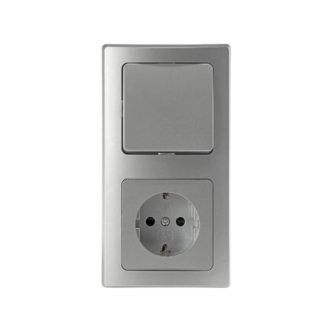 DELPHI Starter Steckdo.+ WS+ Rahmen 250V/ 16A, Steckanschluss, silber (1/3)