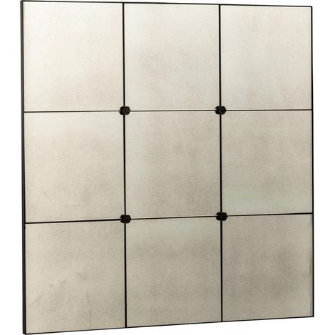 Miroir Mural Carré Antique "Orson" 90cm Noir (1/5)