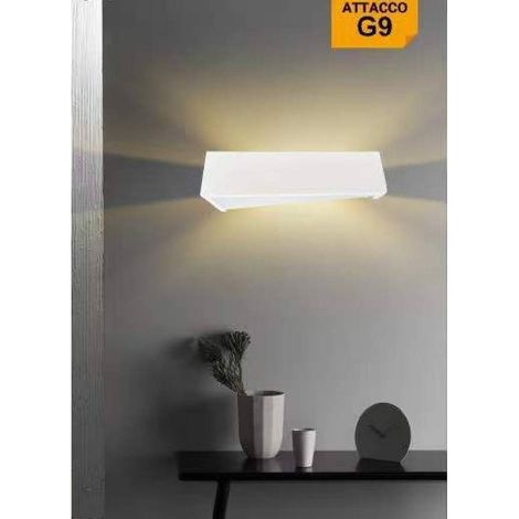 TrAdE Shop Traesio - Applique In Gesso Moderno Design Rettangolo Tinteggiabile Biemissione G9 Gs-e76 - (1/2)