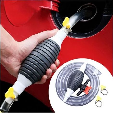 Handpumpe, tragbare Kraftstoffpumpe zum Umfüllen ins Auto, Universal-Benzinpumpe mit 2-m-Schlauch