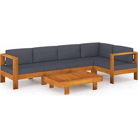 Maison Exclusive - Set Divani Giardino 6 Posti Cuscini Grigi Scuro Massello Acacia (1/5)