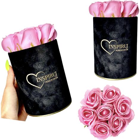 Flowerbox Inspiruj - Scatola nera con rose di sapone - n. 9 Rosa (1/5)