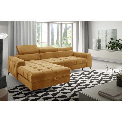 Ecksofa Schlafsofa Sofa AGNESA XS Stoff Salvador Honiggelb Ottomane Links (1/5)