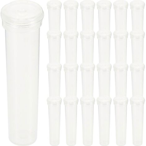 25 tubes en plastique transparents pour l'arrosage des fleurs (fournitures pour fleuristes)-7.20X1.80X0.20CM-White
