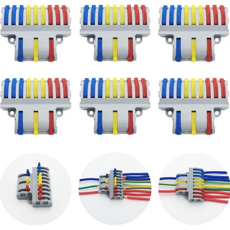 Connecteur Electrique, 6 Pcs SPL-93 Bornes de Connexion, Connecteur Electrique Rapide, Compact Connecteur Ressort Bornier (3 in 9 out) (1/4)