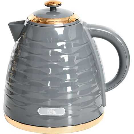 HOMCOM Electric Kettle, Fast Boil, 1.7L, 3kW, Swivel, Grey Ripple (1/5)