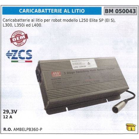 Caricabatteria al litio per robot L250 ELITE SP ZUCCHETTI 29.3 V 12 A 050043