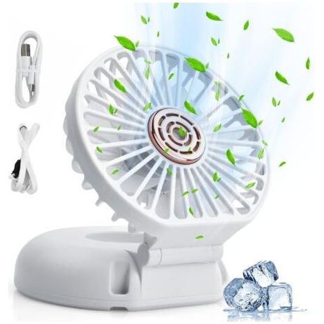 Mini ventilateur portable en 1, mini ventilateur à main rechargeable USB, ventilateur de poche à 3 vitesses, ventilateur personnel pliable, ventilateur de table pour voyage au bureau (blanc)