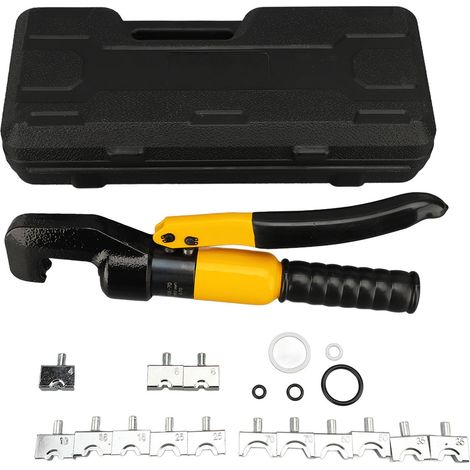 [JAMAIS UTILISÉ]Pince hydraulique portable à sertir avec 16 matrices, sertisseuse manuelle pour cosses en cuivre et aluminium (jaune) (1/5)