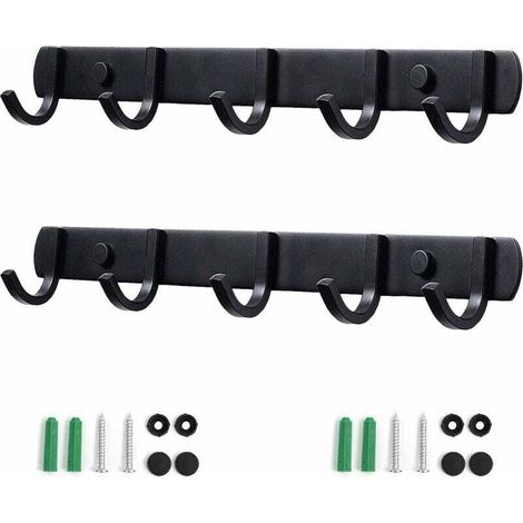 - Ganci appendiabiti in acciaio inox, solidi ganci da bagno per camera da letto e ufficio, neri (5 ganci, 2 pezzi) (1/4)