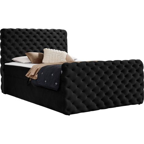 Lit boxspring Lac I, Velluto 20, Continental, Double, 140x200, Tissu, Disponible, 146x227x123cm