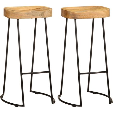 Bar Stools 2 pcs Solid Mango Wood vidaXL (1/5)